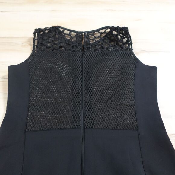 REED KRAKOFF Women 8 Dress Sheath Lamb Leather Silk Mesh Top Sleeveless Blacke - Picture 4 of 11